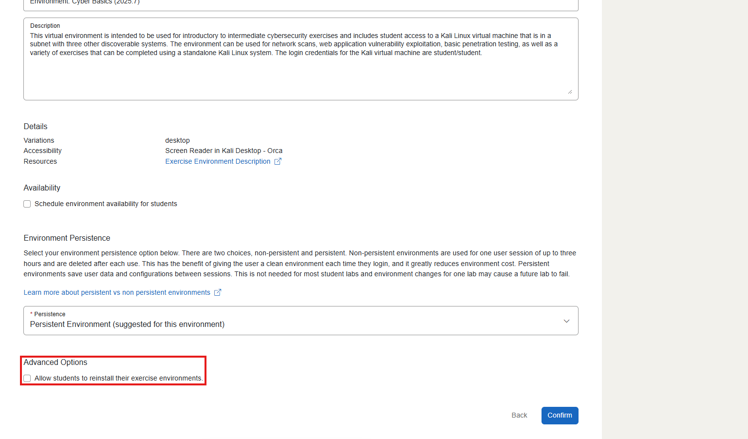 Under the "Availability" section, the option is located under "Advanced Options".