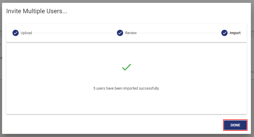 Success message in example: "5 users have been imported successfully"