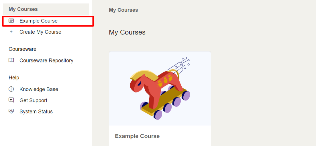 The courses are underneath My Courses on the left-hand side.