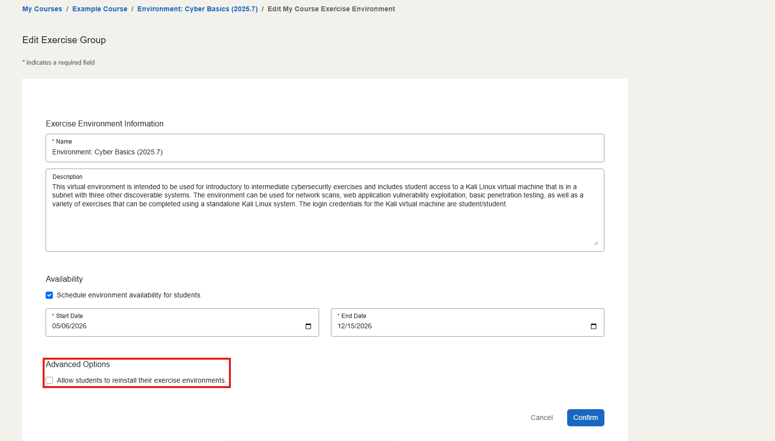 Under the "Environment Persistence" section, the option is located under "Advanced Options".