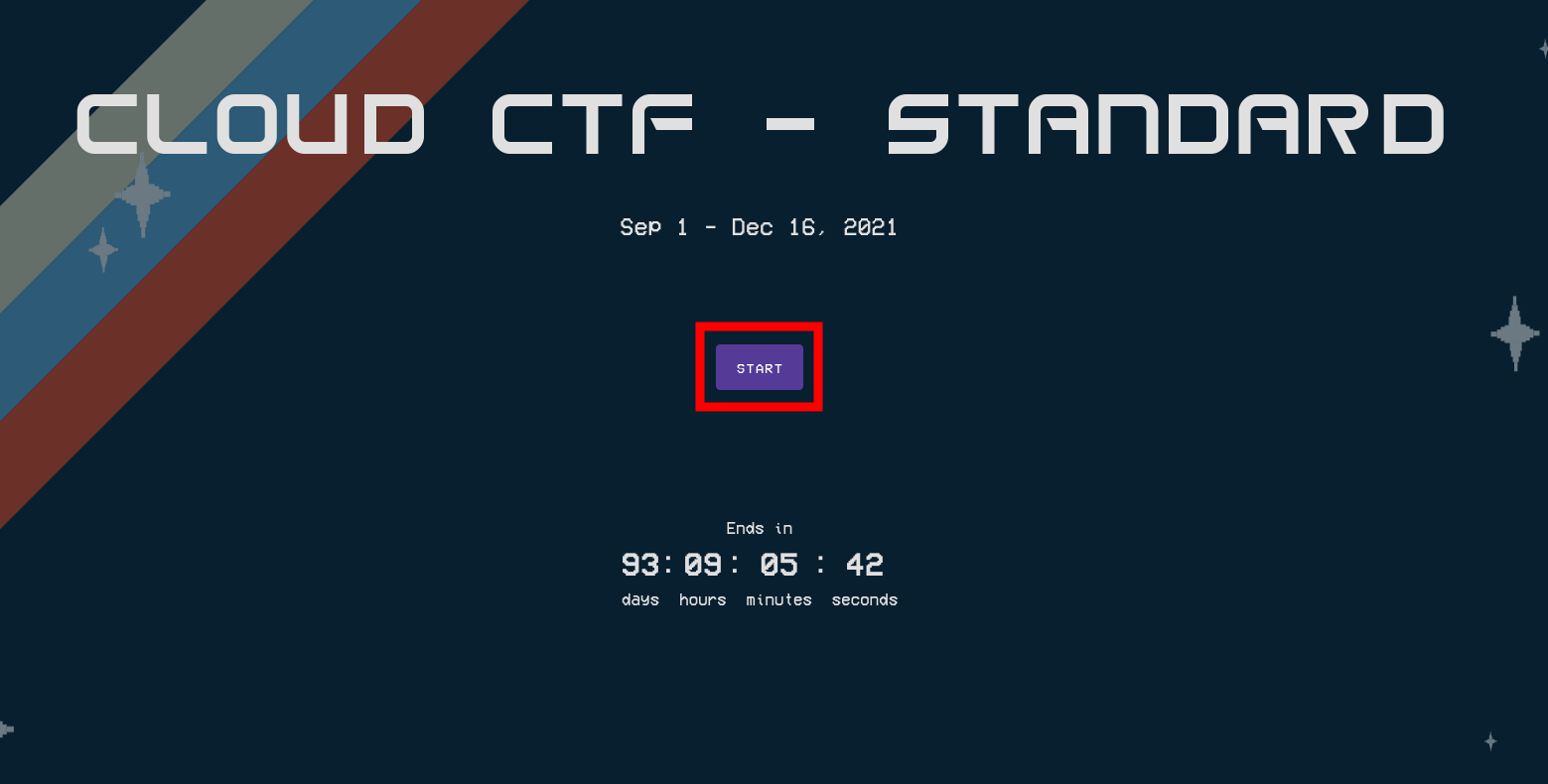 An example of the CloudCTF start screen and start button is shown.