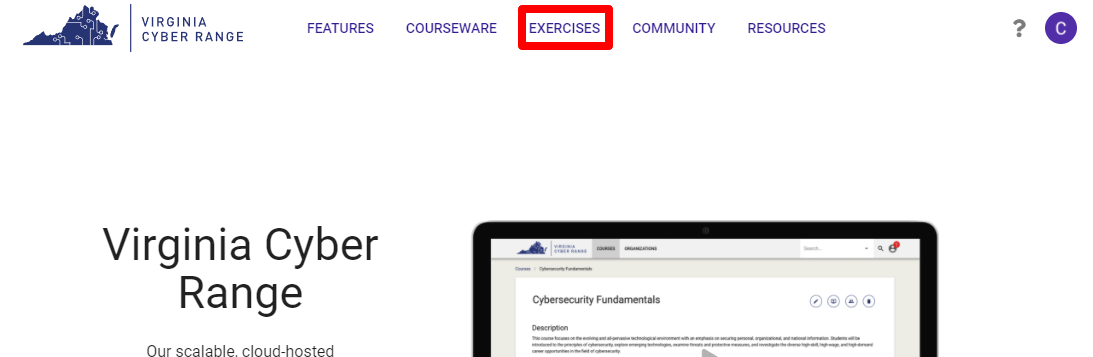 The "Exercises" tab is located in between the "Courseware" and "Community" tabs.