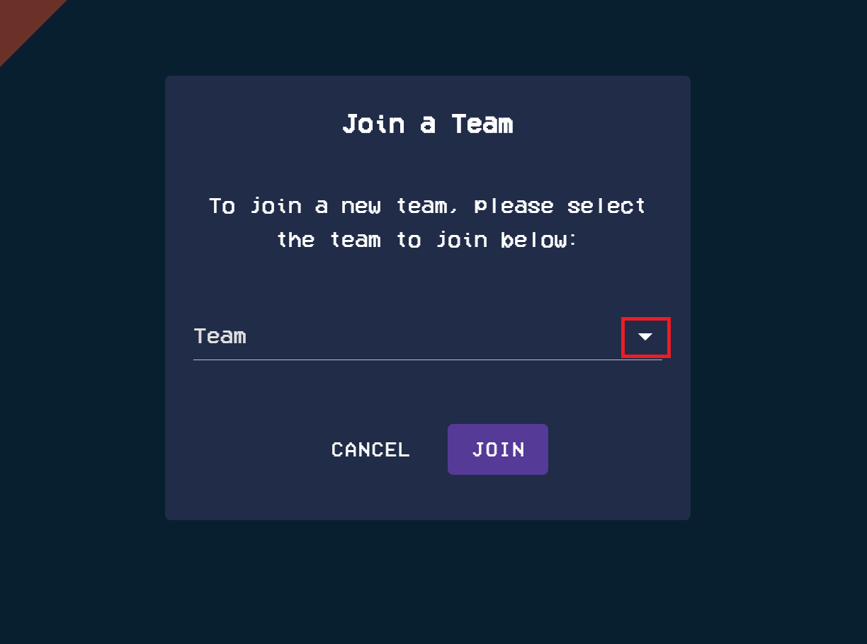 To join a team, please select a team name from the dropdown menu.